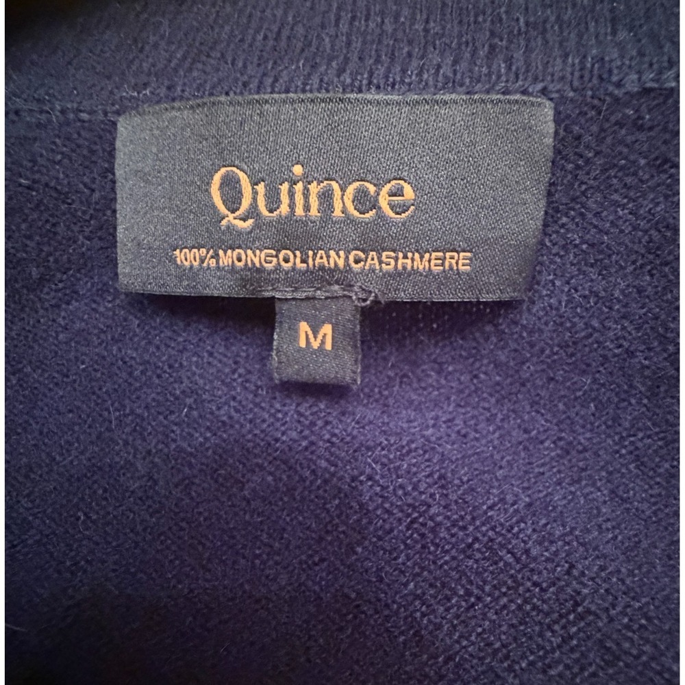 Quince 100% Mongolian Cashmere Polo Sweater Navy Medium Soft Minimal Luxury - Picture 4 of 6